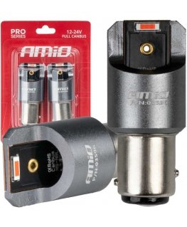 Żarówki led full canbus pro p21/5w 2x1860 smd red 12v 24v amio-03596