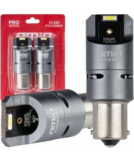 Żarówki led full canbus pro ba15s p21w 2x1860smd white 12v 24v amio-03603