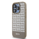 Case DKNY DKHMP15XPSOSPW iPhone 15 Pro Max 6.7" brown/brown hardcase Leather Printed Pattern Metal Logo MagSafe