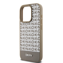 Case DKNY DKHMP15XPSOSPW iPhone 15 Pro Max 6.7" brown/brown hardcase Leather Printed Pattern Metal Logo MagSafe