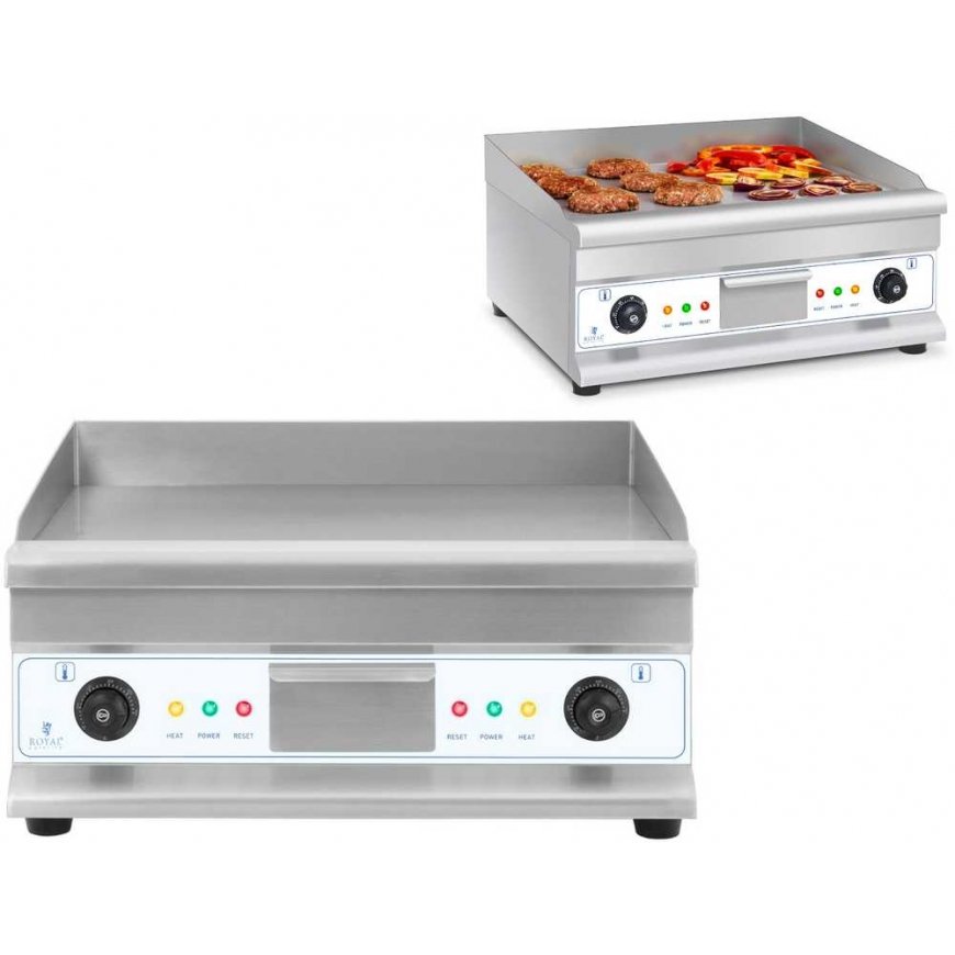 Royal Catering Grill plate grill electric smooth 300deg C 60 cm 2 x 3200W