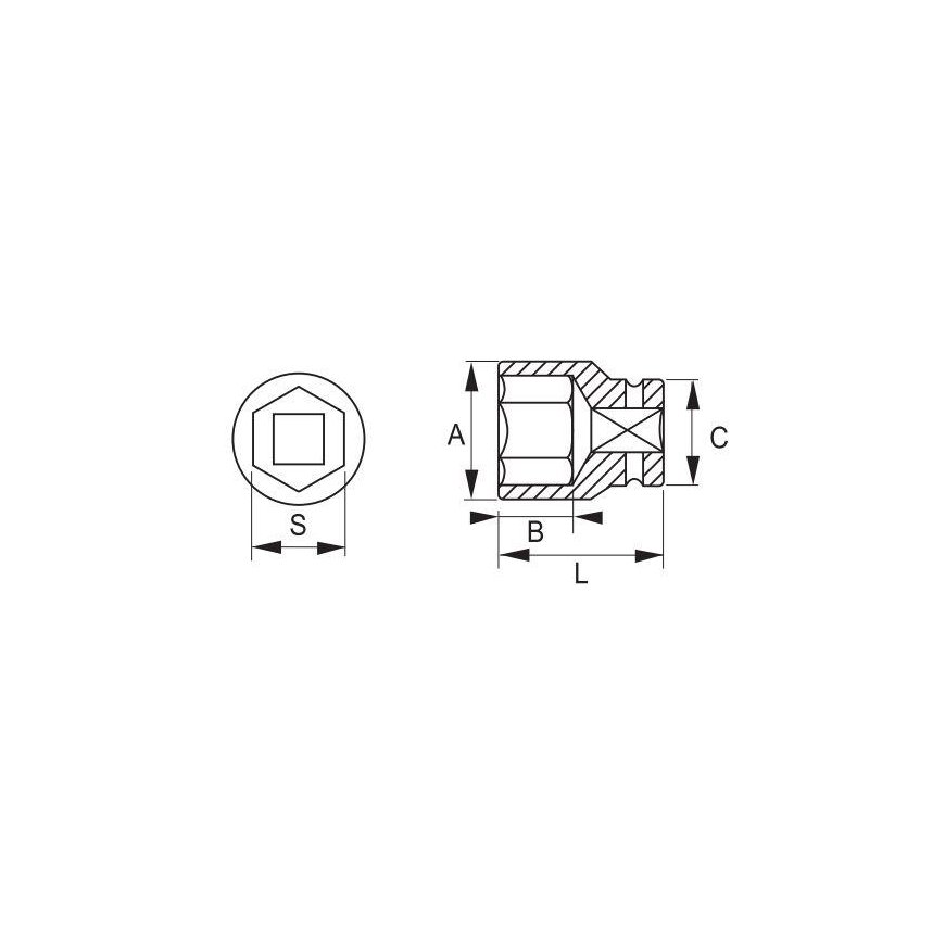 Hexagonal head 32mm 3/4 "Decomposition