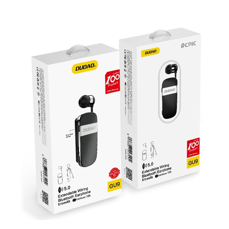 DUDAO GU9 Extendable Wiring Bluetooth Earphone Austiņas Bezvadu Ausīs Zvani / mūzika Melns – 2