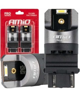 Żarówki led full canbus pro p27/7w 2x3157 smd balta 12v 24v amio-03598