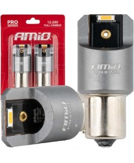 Żarówki led full canbus pro py21w 2x1860 smd oranžinė 12v 24v amio-03594