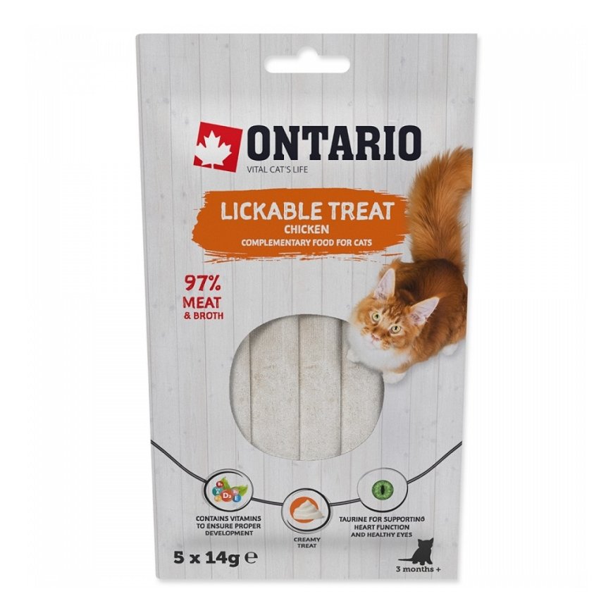Treats for cats - Ontario Lickable Treats Chicken, 5 x 14 g