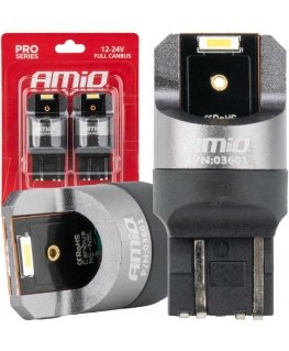 Żarówki led full canbus pro w21/5w 2x1860 smd white 12v 24v amio-03601