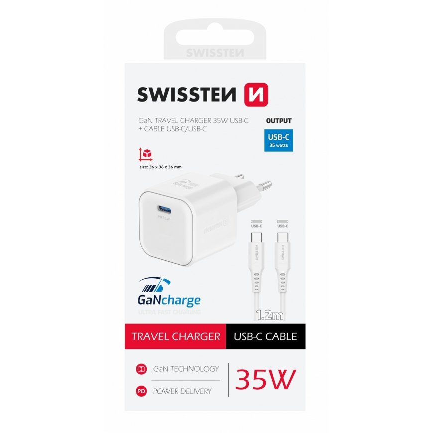 Swissten Travel Charger GaN USB-C 35W