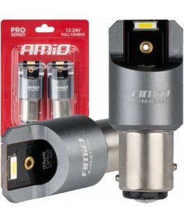Żarówki led full canbus pro bay15d p21/5w 2x1860smd balta 12v 24v amio-03595