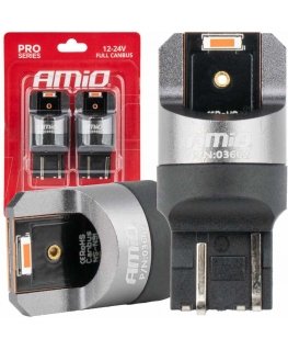 Żarówki led full canbus pro w21/5w 2x1860 smd red 12v 24v amio-03602