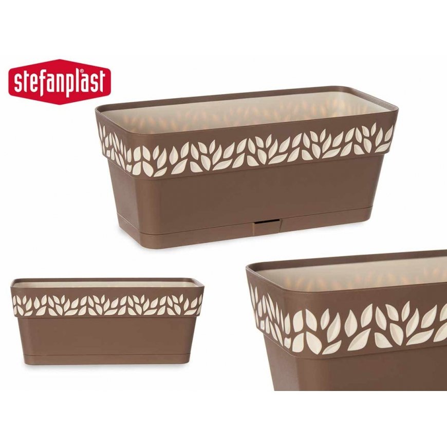 Flower box with tray Gaia 30x13x12cm brown – 2