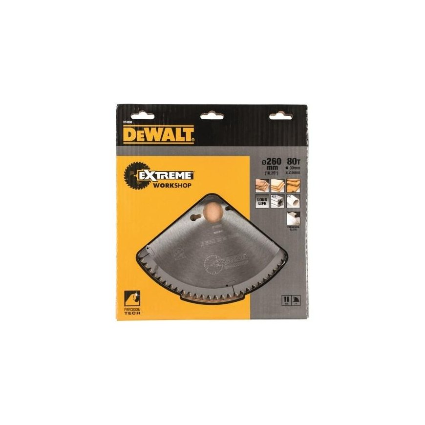 Cutting disc for wood DeWalt 260x2.6x30.0 mm Z80 -5° – 2