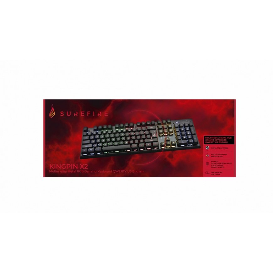 SureFire KingPin X2 näppäimistö USB QWERTY Englanti (US) musta, Metallinen – 2