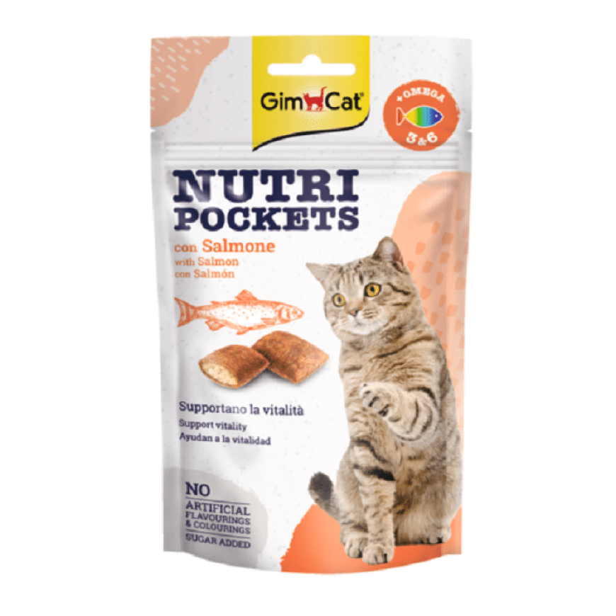 Cat treats : GIMBORN GimCat Nutri Pockets with Salmon and Omega