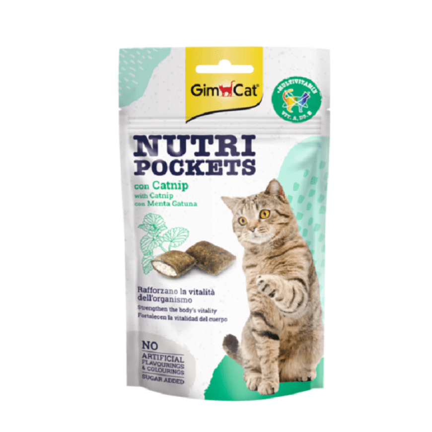 Cat treats : GimCat Nutri Pockets with Mint and Multivitamin, 60