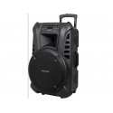 Aktīvais skaļruņu korpuss (ar 2 bezvadu mikrofoniem UHF, SD, Bluetooth, FM, USB) 60 vati Aktīvais skaļruņu korpuss (ar 2 bezvadu mikrofoniem UHF, SD, Bluetooth, FM, USB) 60 vati