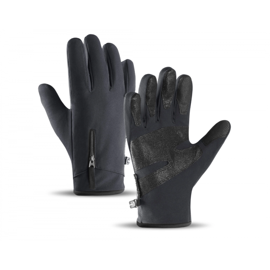 Hurtel Non-Slip Winter Phone Sports Gloves (Size L) - Black