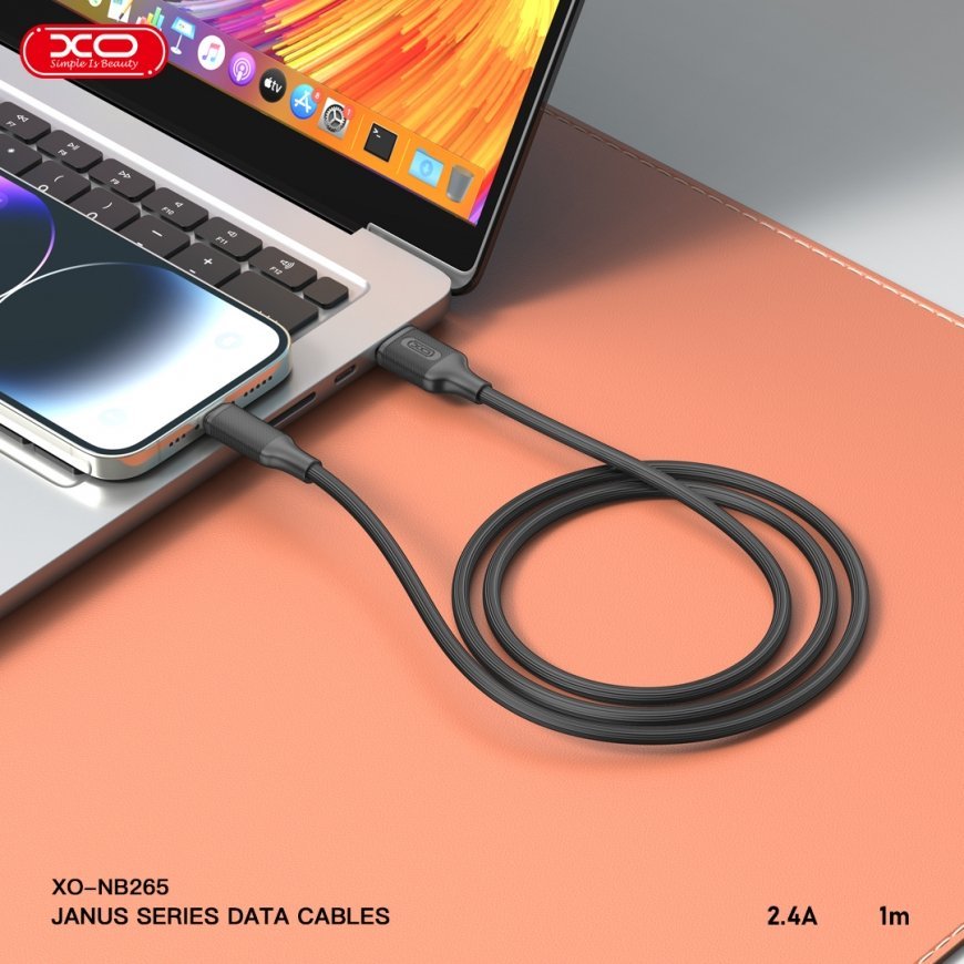 XO cable NB265 USB - Lightning 1,0m 2,4A black – 2