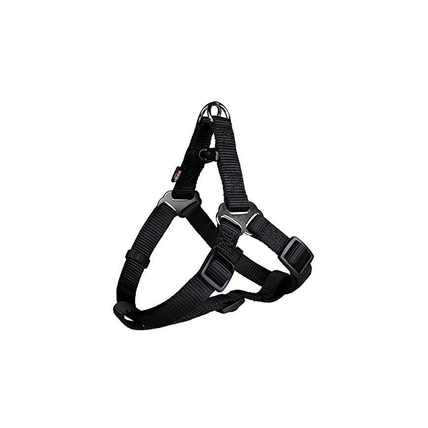 TRIXIE Premium One Touch petnešos, L 65-80cm/25mm, juodos