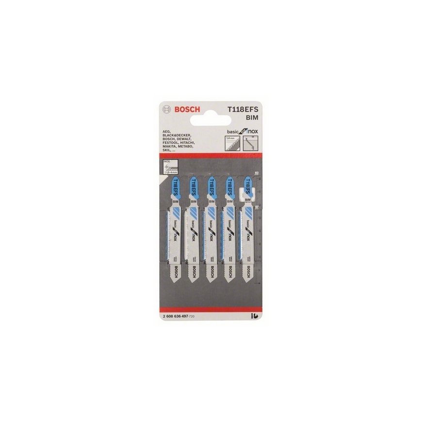 Bosch 2 608 636 497 tikksae, jõhvsae ja mõõksae tera Tikksae tera Bimetall 5 tk – 2
