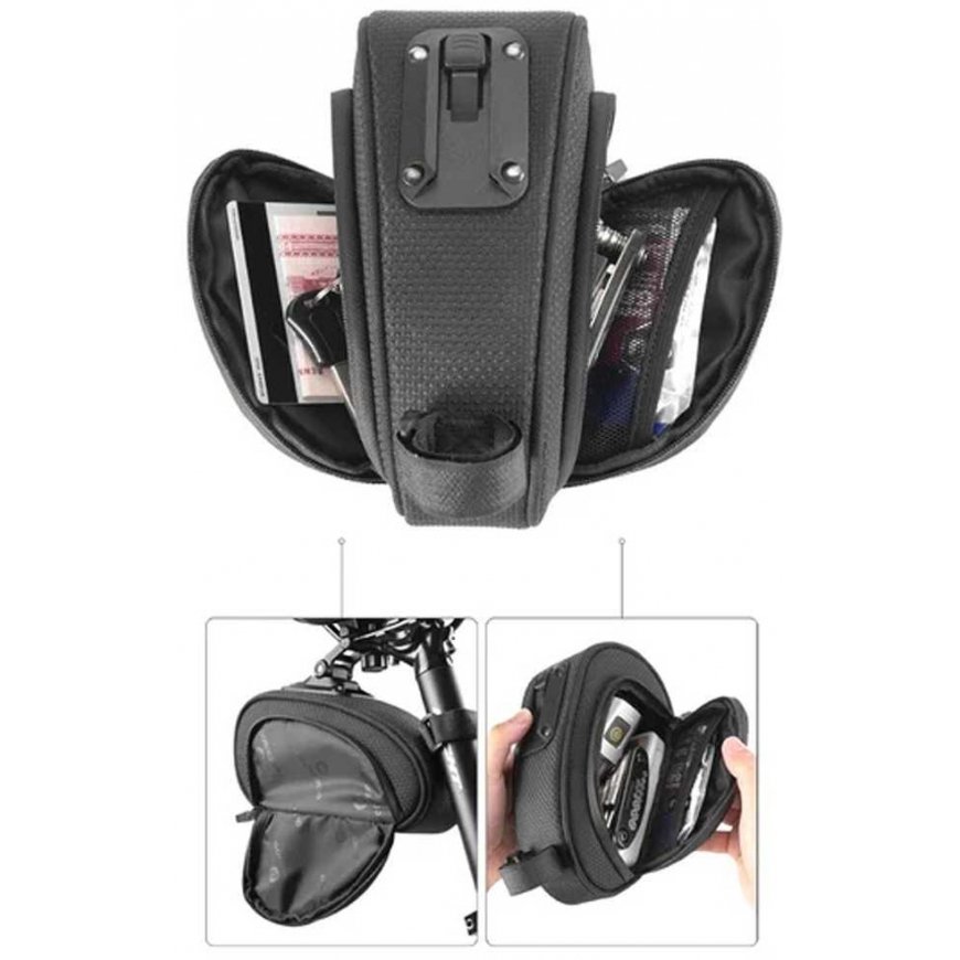 Rockbros Bike saddle bag with quick release, waterproof, black – 4