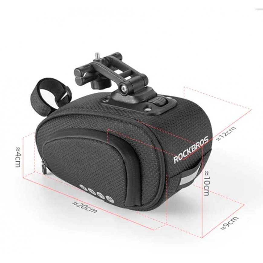 Rockbros Bike saddle bag with quick release, waterproof, black – 5