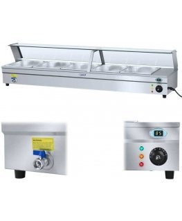 Royal Catering Bain-marie water heater with tap and glass cover 2200W 30L + 5x GN1/2 capacity
