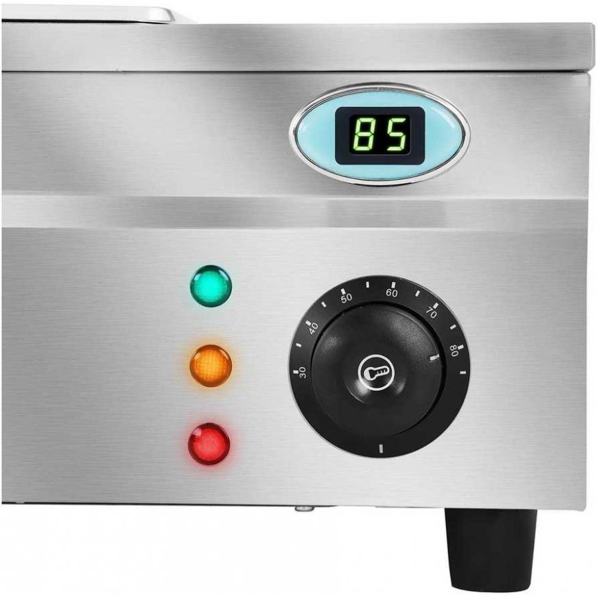 Royal Catering Bain-marie water heater with tap and glass cover 2200W 30L + 5x GN1/2 capacity – 2
