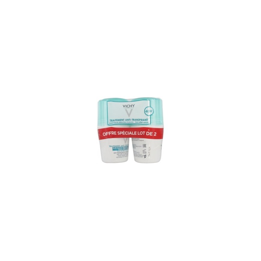 Vichy Traitement Anti-Transpirant 48H Roll-on ( 2 pcs ) - 48-hour ball antiperspirant against baltas and yellow spots