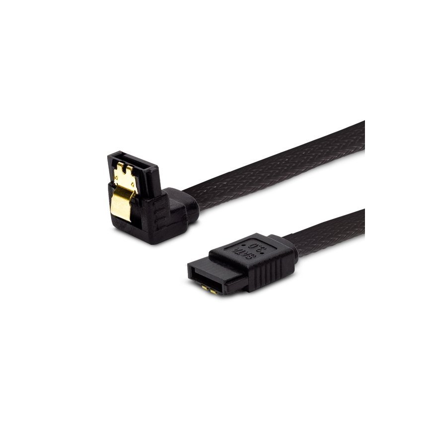 Savio GAK-04 Kabel SATA III 30cm, oplot czarny, ktowy, zote zatrzaski SATA cable 0.3 m SATA 7-pin 2
