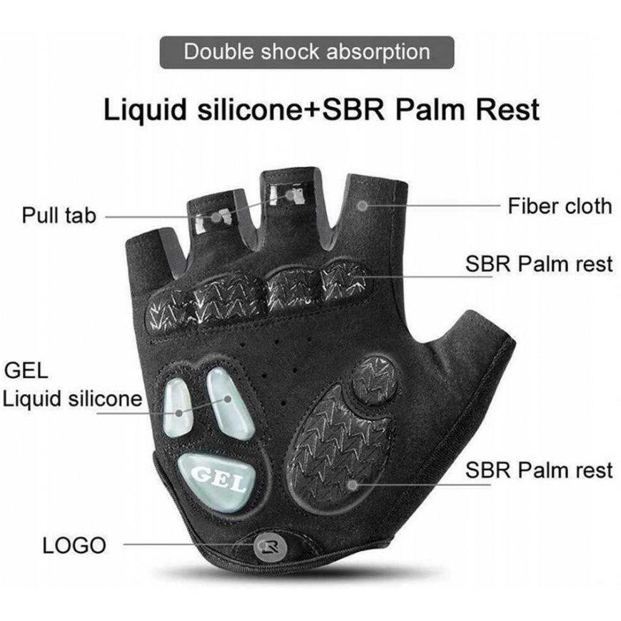 Rockbros Cycling gloves with gel inserts, size XXL, gray color – 5