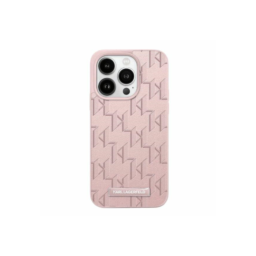 Dėklas Karl Lagerfeld KLHMP15LPKHPORPP iPhone 15 Pro 6.1" hardcase rožinis/pink Leather Monogram Metal Logo