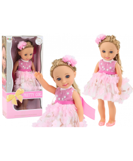 Lean Toys Doll pink dress long hair hairpin 38cm