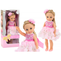 Lean Toys Lėlės rožinė suknelė ilgų plaukų plaukų segtukas 38cm