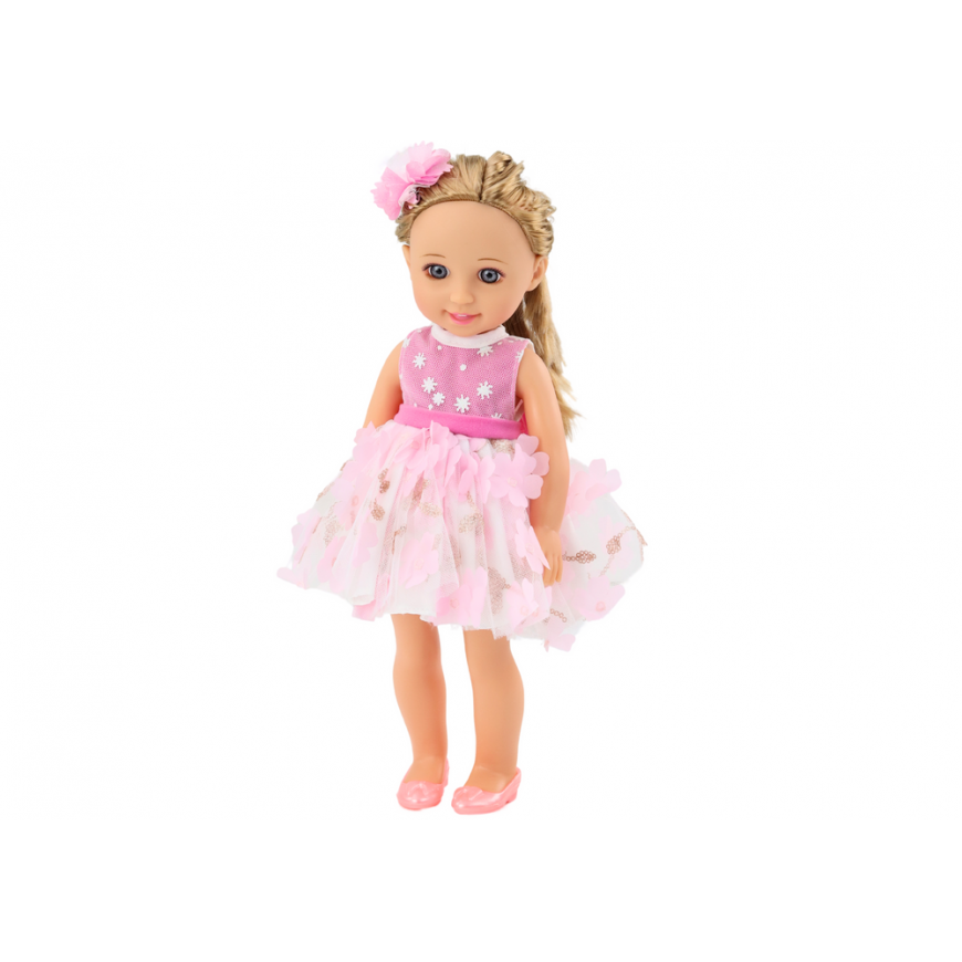 Lean Toys Doll pink dress long hair hairpin 38cm – 2