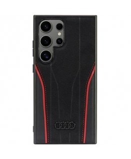 Audi Genuine Leather MagSafe S24 Ultra S928 czarno-czerwony|blac