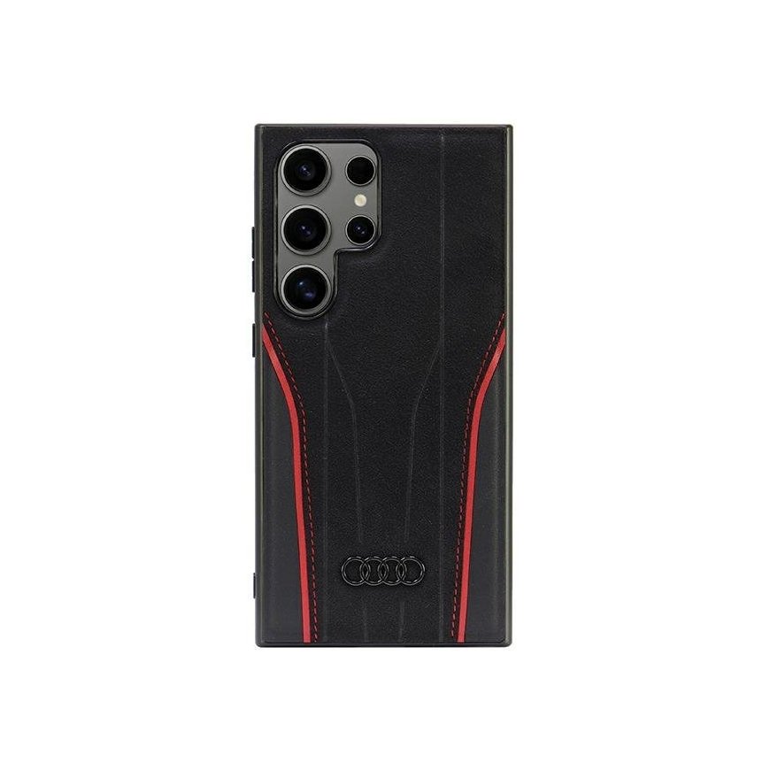 Audi Genuine Leather MagSafe S24 Ultra S928 czarno-czerwony|blac