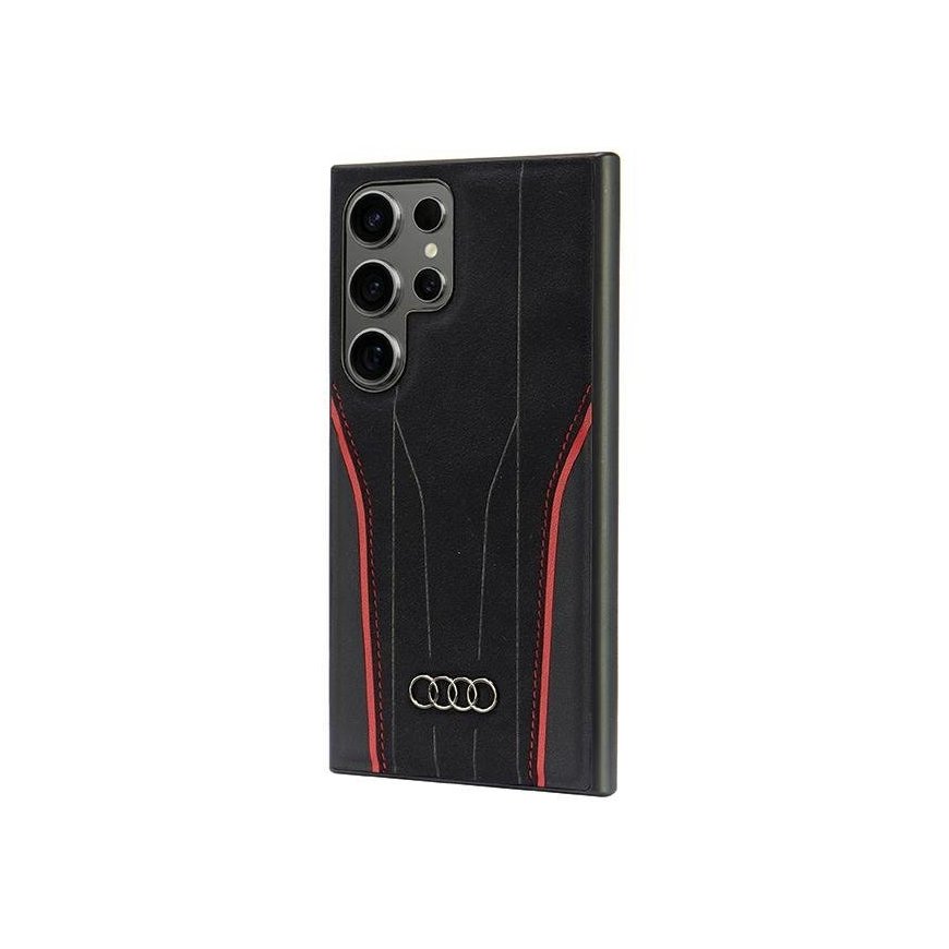 Audi Genuine Leather MagSafe S24 Ultra S928 czarno-czerwony|blac – 2
