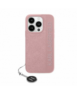 Dėklas Karl Lagerfeld KLHCP15LPSAKDGCP iPhone 15 Pro 6.1" rožinis/pink hardcase Saffiano Rhinestones & Charm