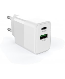 FoneKit Double 20W charger, USB-C + USB-A, white