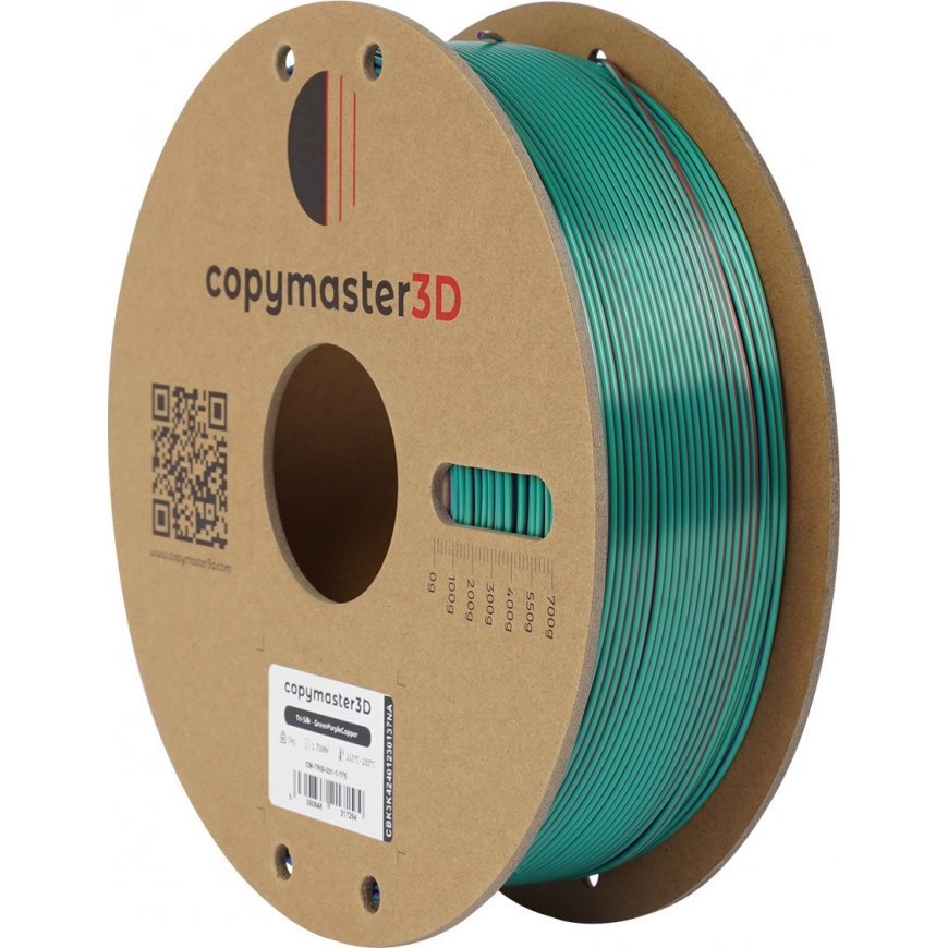 Copymaster3D Tri-Silk filament for 3D printer, 1.75 mm, green/lilac/copper – 3