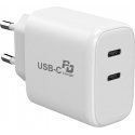 FoneKit GaN PD 65W -verkkovirtalaturi, USB-C + USB-C, valkoinen FoneKit GaN PD 65W -verkkovirtalaturi, USB-C + USB-C, valkoinen