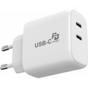 FoneKit GaN PD 65W -verkkovirtalaturi, USB-C + USB-C, valkoinen FoneKit GaN PD 65W -verkkovirtalaturi, USB-C + USB-C, valkoinen