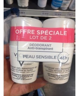 Vichy Dezodorantas Antiperspirant 48h ( 2 pcs ) - Roll-on 48 hour deodorant for sensitive and irritated skin