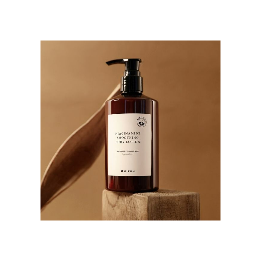 Kūno losjonas Mizon Niacinamide Smoothing Losjonas kūnui, su niacinamidu, vitaminu C ir AHA grupės rūgštimis, 300 ml – 3