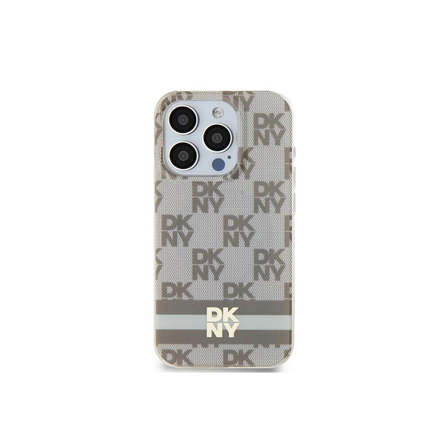 DKNY IML Plaid Solid Color Print Stripes MagSafe Case for iPhone 15/14/13 - Beige
