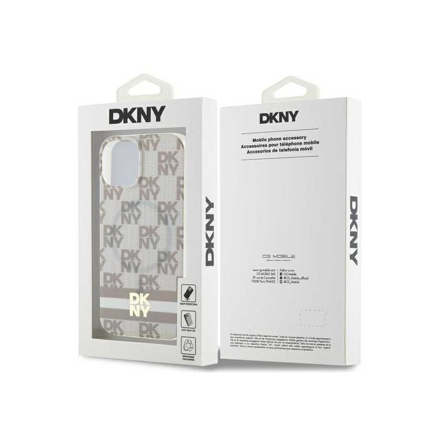 DKNY IML Plaid Solid Color Print Stripes MagSafe Case for iPhone 15/14/13 - Beige – 4