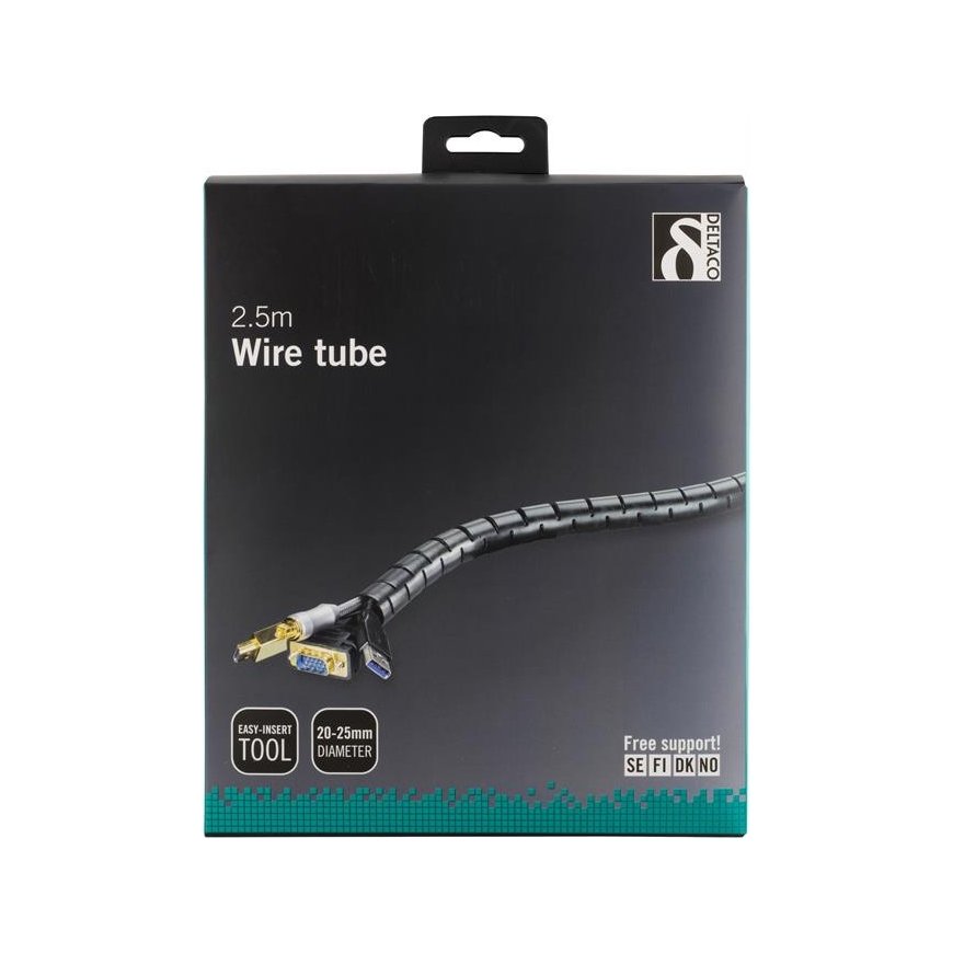 Deltaco LDR02 cable organizer Desk/Wall Cable flex tube Black 1 pc(s) – 3