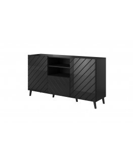 Cama ABETO chest of drawers 150x42x82 gloss black/black