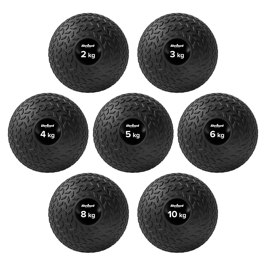 Mažas medicininis kamuolys reabilitacijos pratimams Slam Ball 23cm 5kg, REBEL ACTIVE – 3